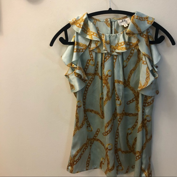 Milly of New York Teal Rooe Blouse - Picture 2 of 5